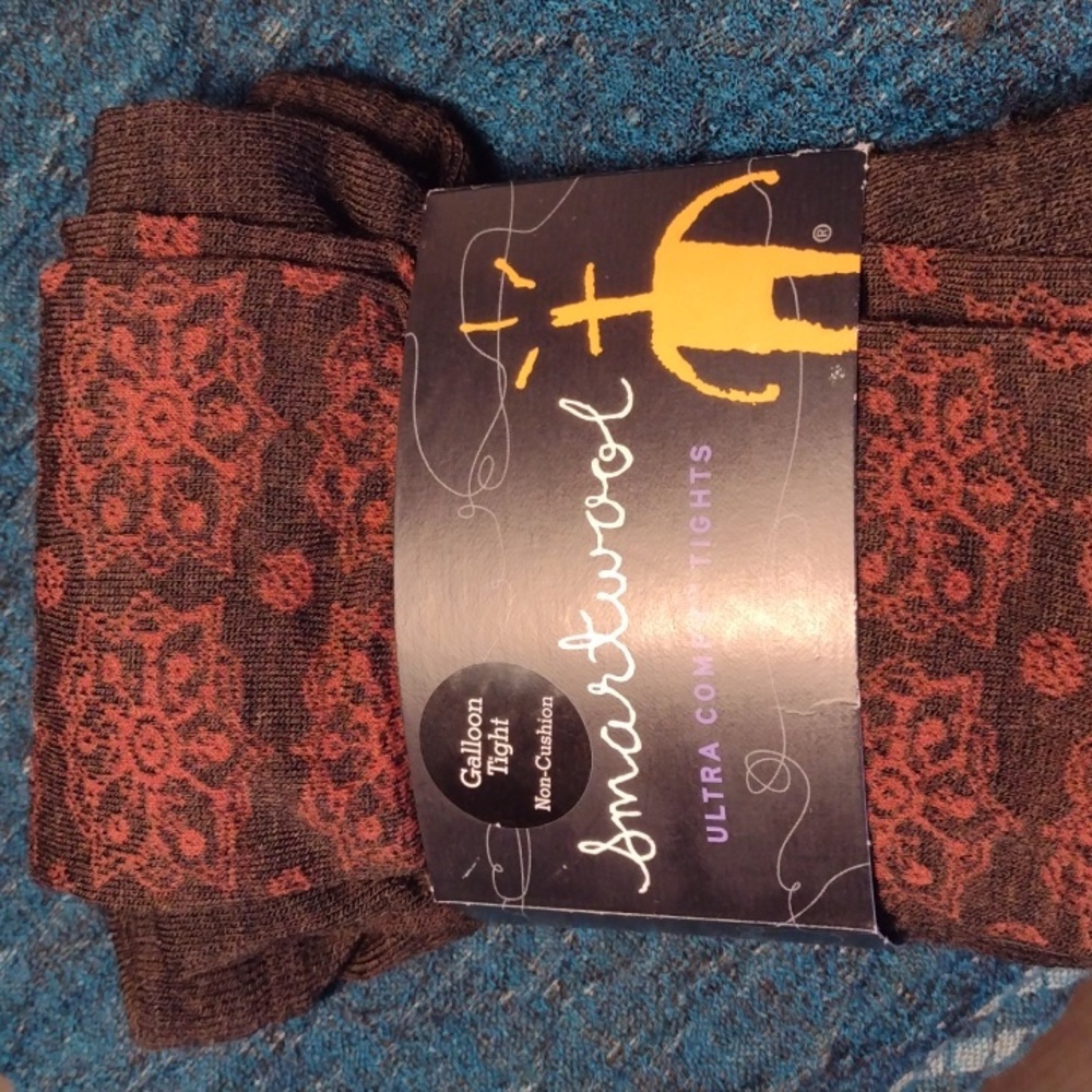Smartwool Two Pair, Small Brown and Black Footed Patterned Tights - Picture 2 of 8